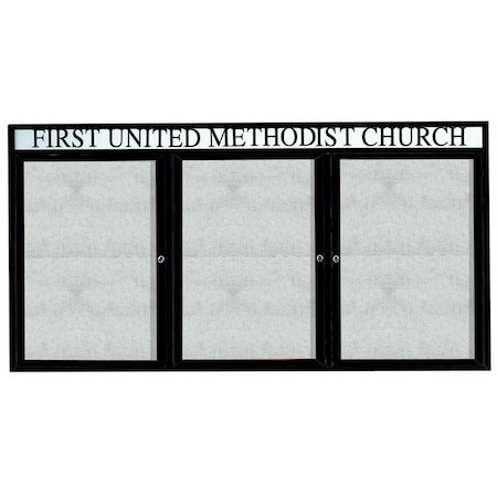 Aarco Illuminated Outdoor Enclosed Bulletin Board w/ Al Frame Header, Bronze Anodized, Neutral 48''Hx96''W ODCC4896-3RHIBA