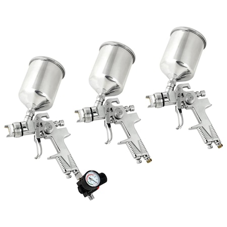 Performance Tool 3 pc. Spray Gun Set, 1.3mm 1.5mm 1.7mm Nozzles, 1000cc Cups M707