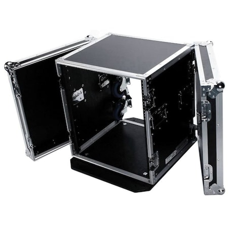 Deejay Led Fly Drive Case For 19-in Width DJ Amplifier or Similarly Sized Equipment w/Laptop Shelf w/Wheels TBH12UADW