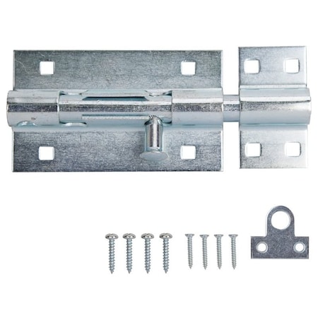 Prosource Padlockable Barrel Bolt, 0.6 Dia in Bolt Head, 6 in L Bolt, Steel, Zinc 33305ZCX-PS