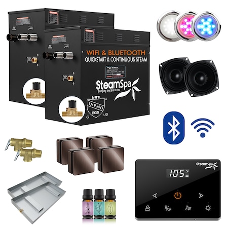 Steamspa 24KW Steam Bath Generator, Fully Wireless Remote, BLUETOOTH, WIFI, Auto Drain, Oil Rubbed Bronze BKWS2400ORB-A