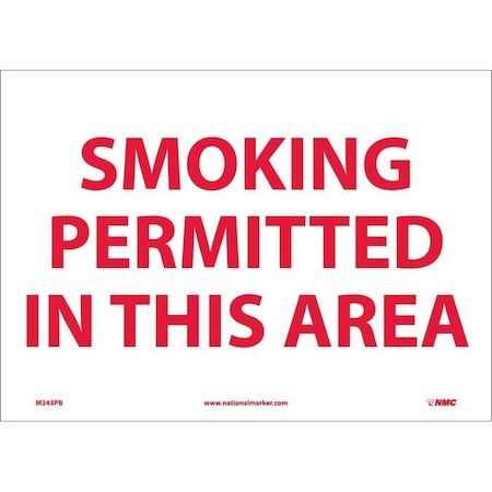 Nmc Smoking Permitted In This Area Sign, M243PB M243PB