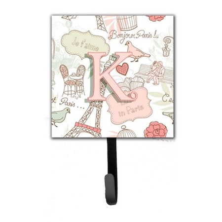 Carolines Treasures Letter K Love In Paris Pink Leash and Key Holder CJ2002-KSH4