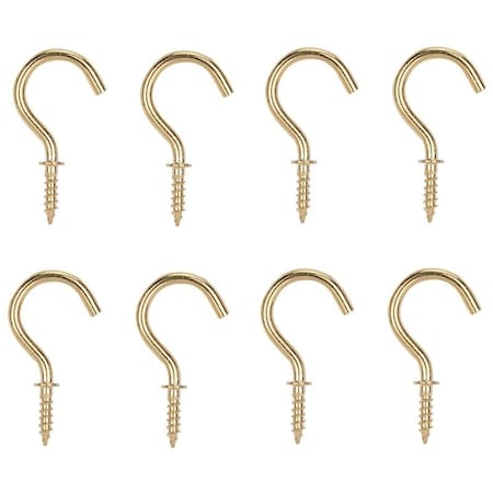 Prosource Cup Hook, 1/8 in Thread, 33 mm L, Brass, Brass Plated PH-122314-PS