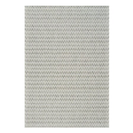 Homeroots 5' X 7' Cream and Beige Geometric Distressed Indoor Outdoor Area Rug 558817