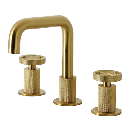 Kingston Brass Widespread Bathroom Faucet with Push Pop-Up Drain, Brushed Brass KS1417RNX