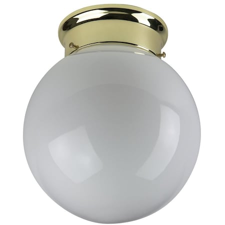 Sunlite 8" Energy Saving Globe Style Fixture, Polished Brass Finish, White Glass 04477-SU