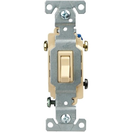 Eaton Wiring Devices Toggle Switch, 15 A, 120 V, Push-In Terminal, Polycarbonate Housing Material, Ivory C1303-7V