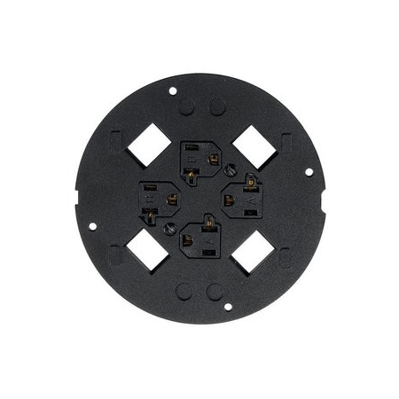 Hubbell SystemOne, Sub-Plate, (4) 20A, 125V Receptacles, (4) Keystone Openings, Black S1SP4X4