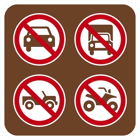 Lyle Campground No Automobiles Sign: No Car, , 12x12, Engineer Grade, Brown G-2335-EG_12x12