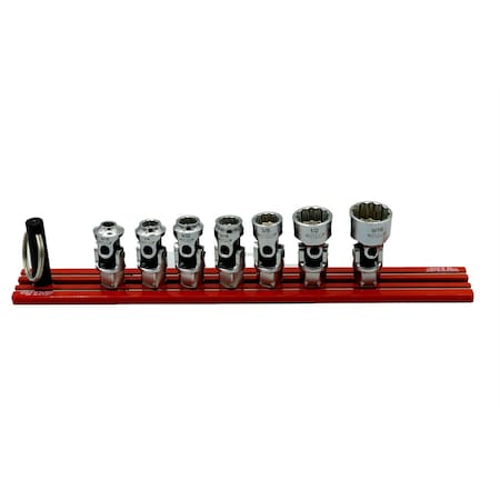Vim Tools 7 Piece 12 Point Dual Drive Stubby Uj Sae Socket Set - 1/4 Inch X 11 Mm Drive - Red Magrail DDSUJ400