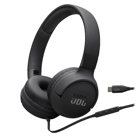 Jbl Tune 520c On Ear Wired Headphones, Black JBLT520CBLKAM