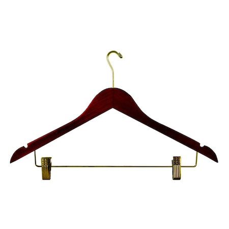 Rdi Womens Hanger Walnut Contoured Small Hook Brasswith Clips 100cs, 100PK HGW-WCT-SMB
