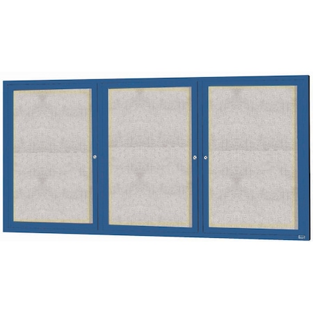Aarco Outdoor Illuminated Enclosed Bulletin Board w/ Al Frame, Powder Coated Blue, 48''Hx96''W ODCC4896-3RIB
