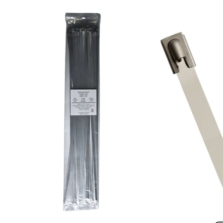 Cable Ties Unlimited Cable Tie, 27 in L, 300 lb Strength, 8.1 in Max Bundle Dia, 316 Stainless Steel, Silver, 100PK SSP27-HD