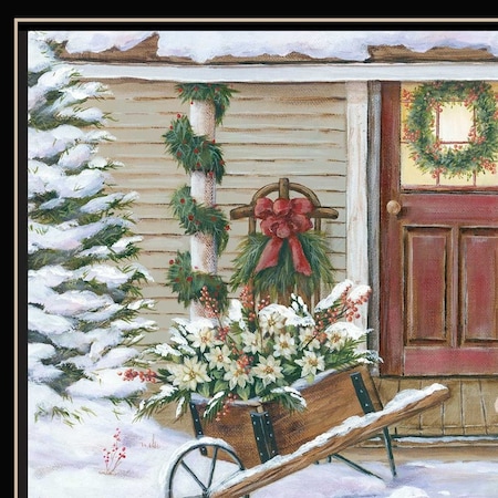Homeroots Decorated Holiday Porch Black Framed Wall Art 572091
