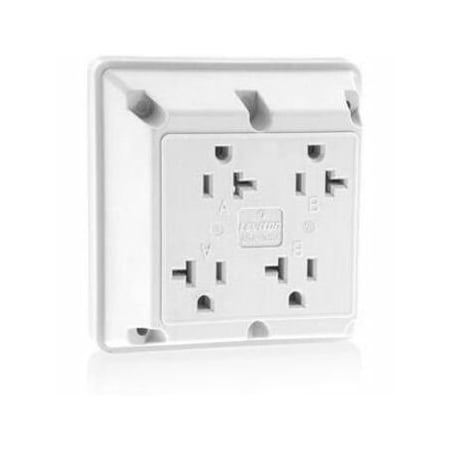 Leviton Quad Straight Blade Receptacle, 5-20R, 20 A, 125V AC, 2 Pole, 3 Wire, Flush Mount, Grounded 21254-W