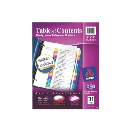 Avery Dividers, Index, Ready, 1-31 AVE11129