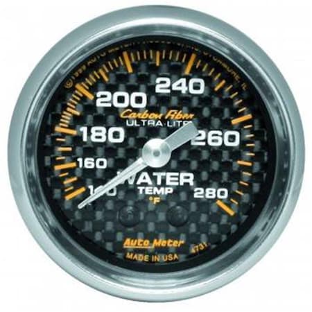 Auto Meter 4731 Carbon Fiber Water Temperature Gauge - 2.06 in. - 140-280 deg F ATM4731