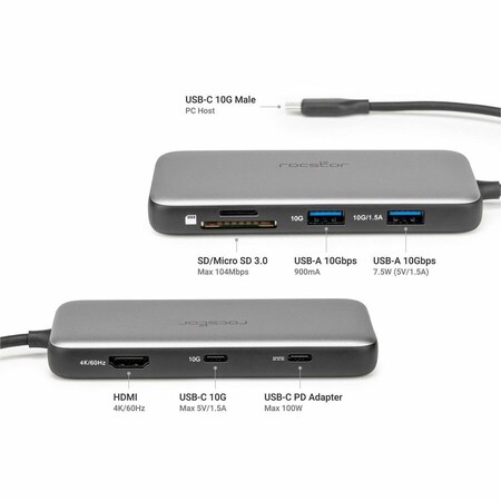 Rocstor PREMIUM USBC 6-IN-1 MULTIPORT Y10A320-S1