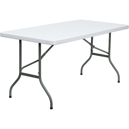 Flash Furniture Rectangle Wh 30X60 Plastic Fold Table, 30" W, 60" L, 29" H, Plastic Top, White DAD-YCZ-152-GG