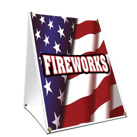 Signmission Fireworks, 36 Inch x 24 Inch A-frame Yard Sign, Plastic Sign SBC-2436-Fireworks