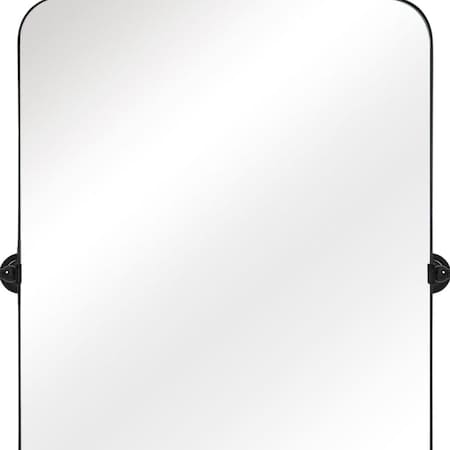 Homeroots 32" Black Aluminum Tilting Adjustable Framed Accent Mirror 691634