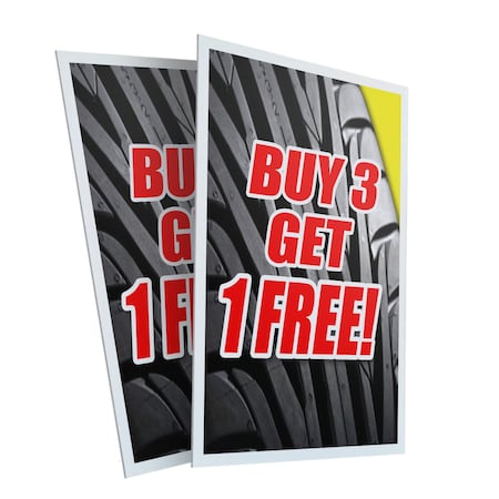 Signmission Buy 3 Tires Get Free, Plastic Signs Only 24 Inch x 36 Inch, Corrugated Plastic, 2PK CSB-2436-2PACK-Buy 3 Tires Get 1 Free