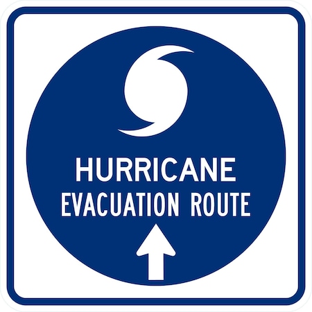 Lyle Hurricane Evacuation Route With Ahead Arrow, 24x24, Engineer Grade, Blue G-13609-EG_24x24