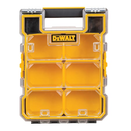 Dewalt Pro Mid-Size Organizer, Plastic, Black/Yellow, 13-1/2 in W x 4-1/2 in D x 10 in H DWST14735