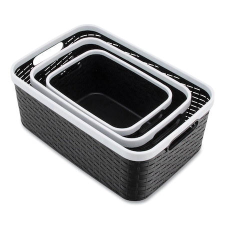 Advantus Boxes & Bins, Plastic, Black, 3 PK 39220
