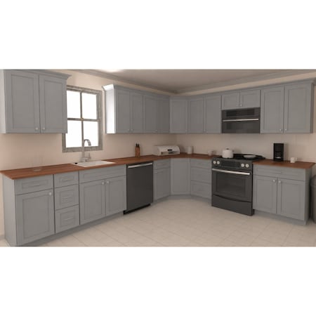 Rigel Cabinetry Kitchen 3-Drawer Base Cabinet, 12 in W, Gray, Solid Wood RTA - 806198