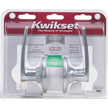 Kwikset Satin Chrome Delta Passage Door Lever 200DL 26D CP V1