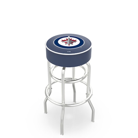 Holland Bar Stool Co 25" Winnipeg Jets Cushion Seat, 2-Ring Chrome Swivel Bar Stool L7C125WinJet