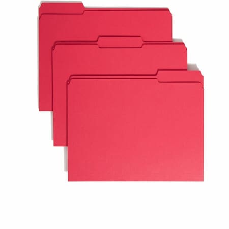 Smead Smead  File Folders, 1/3 Cut, Reinforced Top Tab, Letter, Red, 100/Box 12734