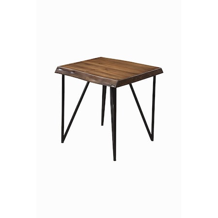 Homeroots 24" Black And Wood Brown Solid Wood End Table 524163