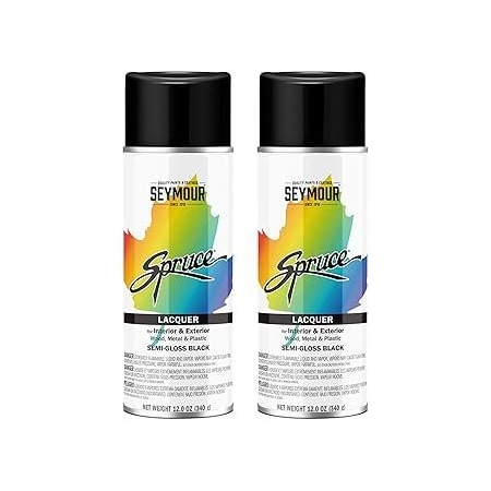 Seymour Midwest Spruce Lacquer Spray Paint, Semi-Gloss Black net 12 oz., 2PK 9838-2