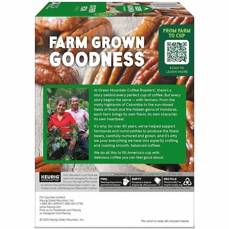 Green Mountain Coffee Coffee, Southern Pecans, Pod, Caffeinated, Ground, 1.98 lb, 96 PK 6772