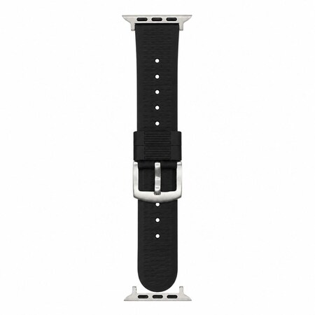 Elegani Waffle Rubber Watch Replacement Band Compatible with Apple Watch 45mm, Black WFRBQR-BLK-45mm