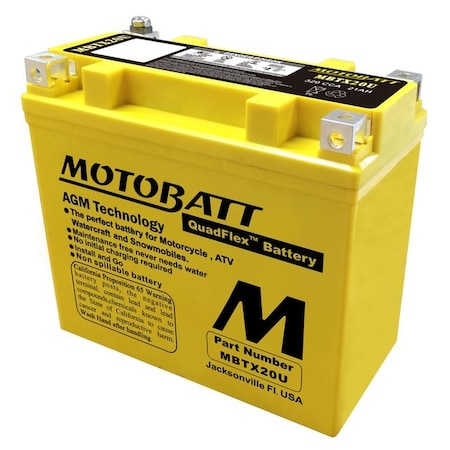 Motobatt 21Ah 310 CCA AGM Powersports Battery replaces YTX20L MBTX20U