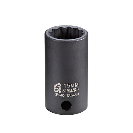 Sunex 3/8 in Drive 15Mm 12Pt Semi-Deep Impact Socket 315MZRD