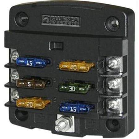 Blue Sea Systems Blue Sea  ST Blade Fuse Block w/out Cover - 6 Circuit w/out Negative Bus 5033
