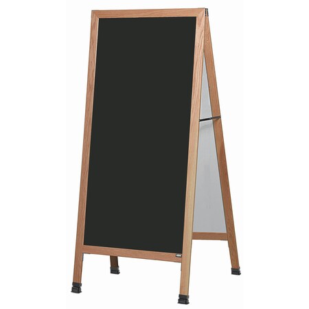 Aarco Extra Large A-Frame Sidewalk Board, Black Porcelain Markerboard Solid Red Oak Frame, 68''Hx30''W LA5SB