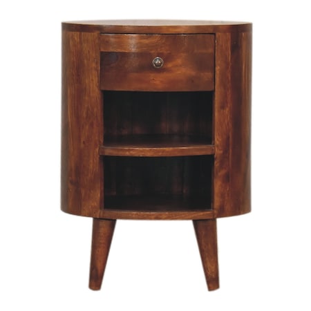 Homeroots 22" Brown Solid Wood Round One Drawer Nightstand 651862