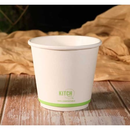 Kitch 24/7 Disposables White Compostable Squat Smooth Insulated Hot Cup, 8 Ounce, 500PK KC-SDC08-90W