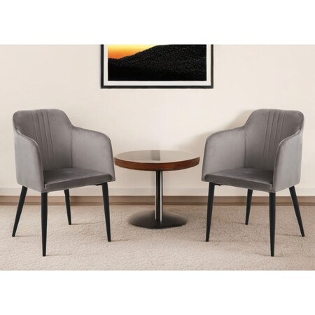 Homeroots Set of Two 23" Gray and Black Velvet Arm Chair 526464