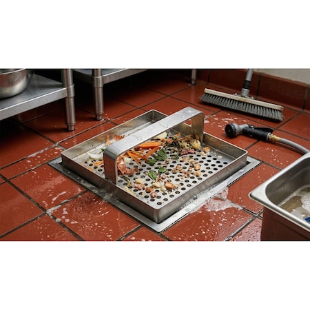 Amgood 5.75 in. x 5.75 in. Stainless Steel Floor Drain Strainer with Handle AMG SSFDS-HANDLE 1A-Z