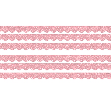 Teacher Created Resources Composition Pink Scalloped Border Trim, 35 Feet Per Pack, 6PK TCR9316