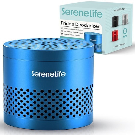 Serenelife Fridge Deodorizer & Odor Eliminator, Multi-Use Refrigerator Deodorizer Aluminum Pod for Freezer SLDEOR10BL