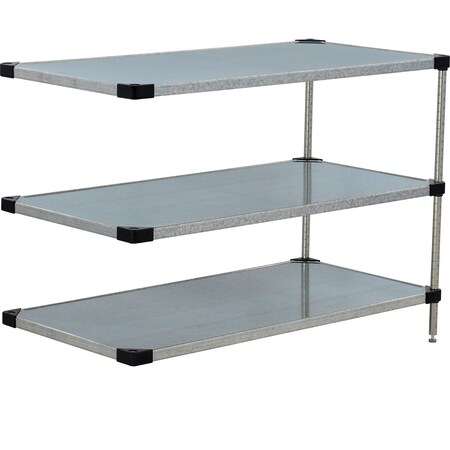 Global Industrial Nexel 3 Shelf, Galvanized Steel Solid Shelving Unit, Add On, 72"W x 24"D x 34"H B3152376